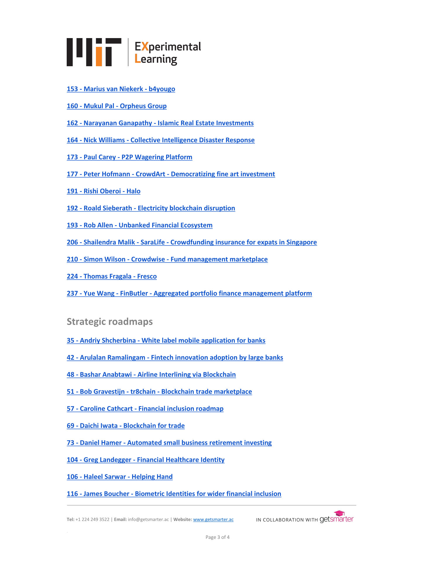 MIT Fintech Top 50 Capstone Projects — Business plans and Strategic roadmaps, page 3